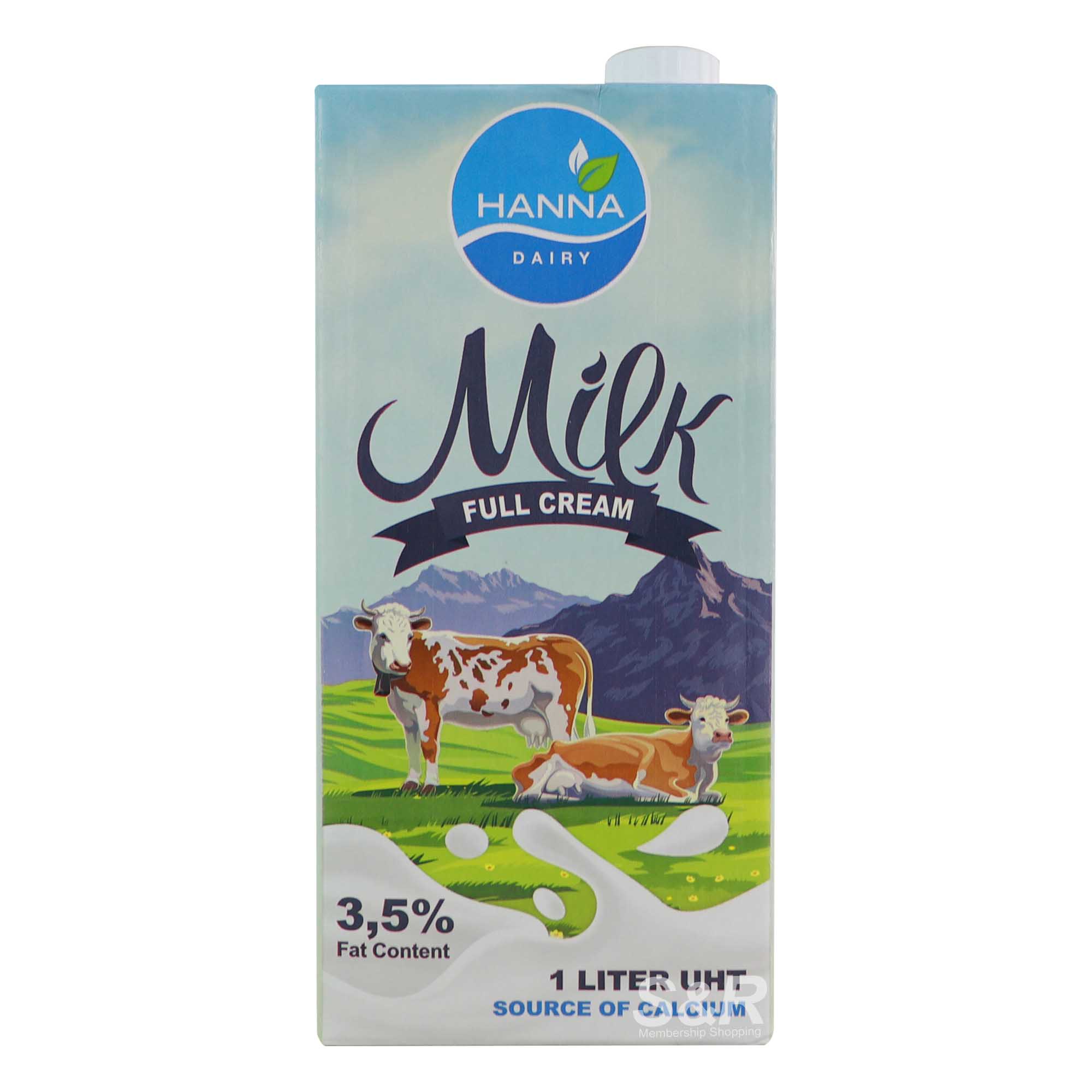 Hanna Dairy UHT Full Cream Milk 1L